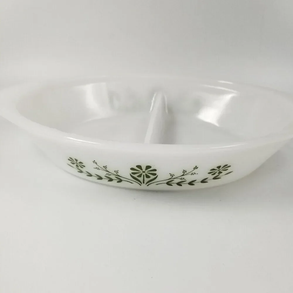 Vintage Glasbake Daisy Day Jeannette Casserole Dish Divided Vegetable Lot 2